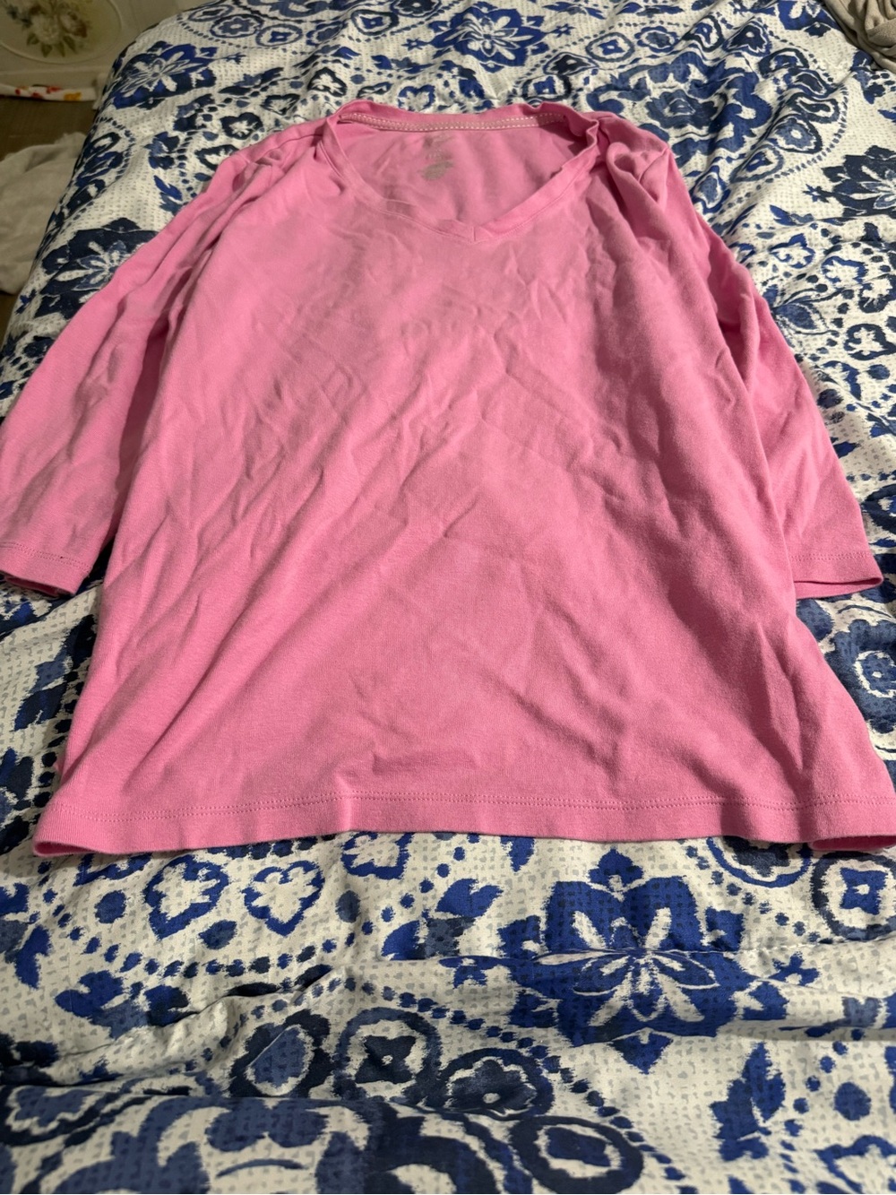' Pink V-Neck Long Sleeve Top